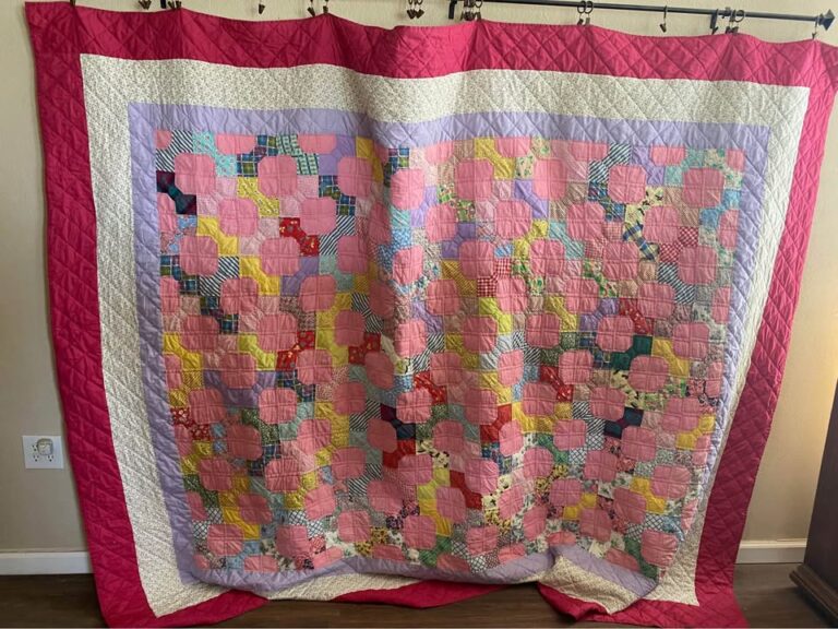 Pink and Purple Vintage Quilt (Queen Size)